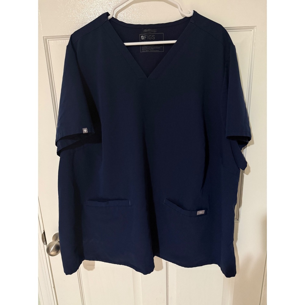 FIGS Technical Collection Mens Navy Blue V-Neck Scrub Top 6XL Short Sleeve